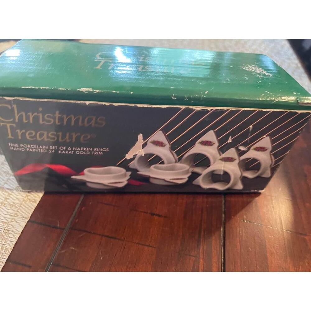 Christmas Napkin ring Holders Porcelain
